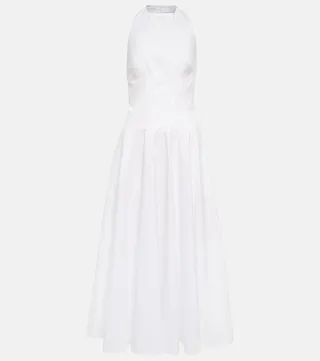 Halterneck cotton poplin maxi dress