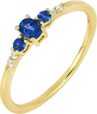 18K Yellow Gold Sapphire & Diamond Ring