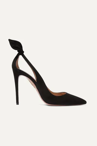 Aquazzura - Bow Tie 105 Suede Pumps - Black