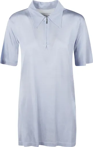 Side Slit Zipped Placket Polo Shirt