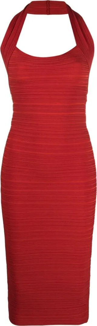 Ribbed Halterneck Midi Dress
