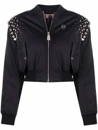 Crystal-Embellished Bomber Jacket