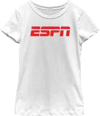 Girl's ESPN Red Crayon Logo T-Shirt - White - Medium