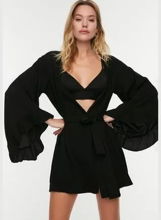 Mini Woven Flywheel Kimono & Kaftan with Black Belt TBESS21KM0002
