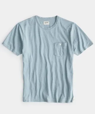 Heavy Bleached Indigo Slub Pocket Tee