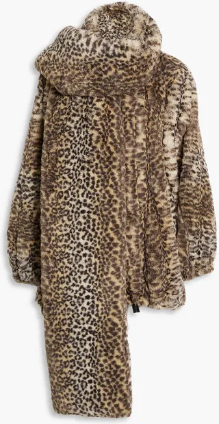 Leopard-print faux fur coat