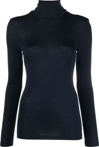 Fine-Knit Polo-Neck Jumper