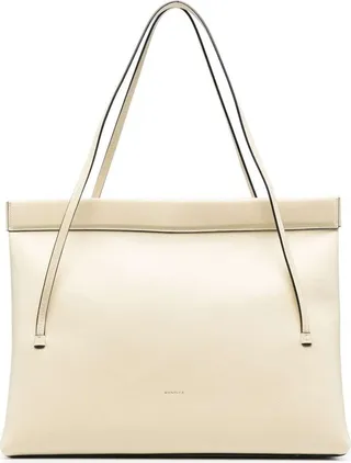 'medium Joanna' Cream White Tote Bag With Logo Print In Leather Woman
