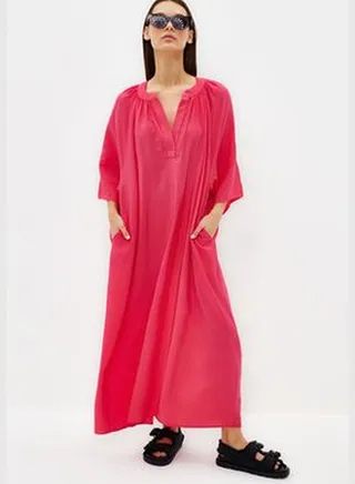 Fuchsia Aerobin Woven Kimono & Kaftan Dress
