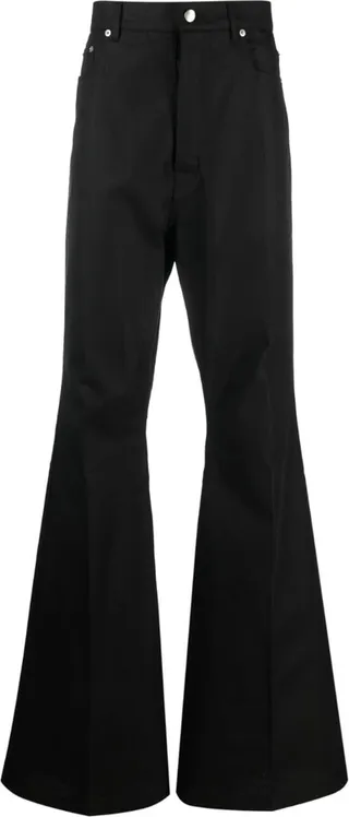 High-Waisted Flared Cotton Trousers
