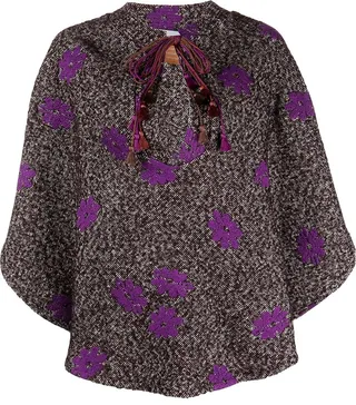 Casilde floral-embroidered cape