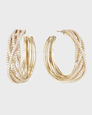 Flawless 14k Mega Diamond Crossover Hoop Earrings