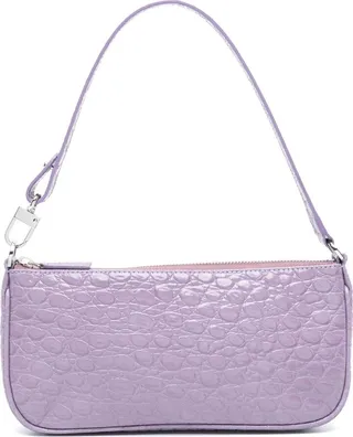 Purple Rachel Mock Croc Leather Shoulder Bag