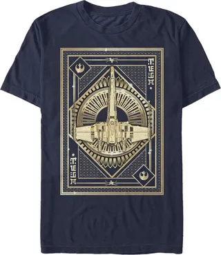Men's Star Wars The Last Jedi X-Wing Card T-Shirt - Navy Blue - 2X Large