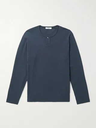Cotton-Jersey Henley Pyjama Shirt