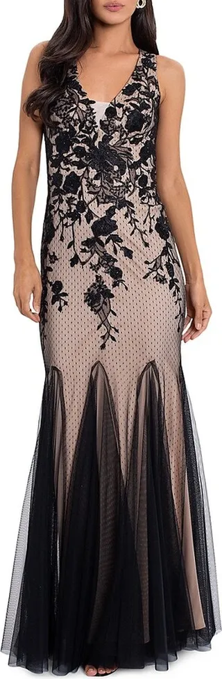 Embroidered Mermaid Gown
