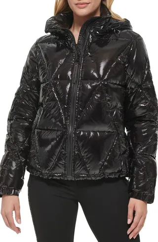 Water Resistant Down & Feather Fill Short Puffer Coat