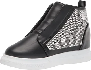 YOKI-DEMIAN-59 Women's Slip On Sneaker with Rhinestone Studded Embellishment