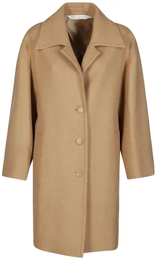 Palm Angels Back Logo Printed Buttoned Coat