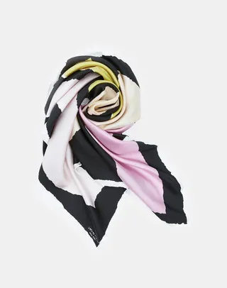 Stripe Papier Print Silk Scarf