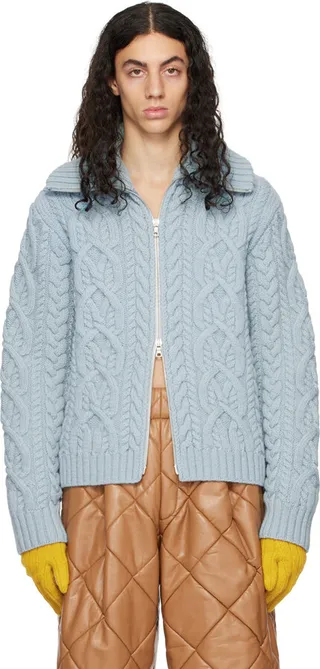 Dries Van Noten Blue Zip Sweater