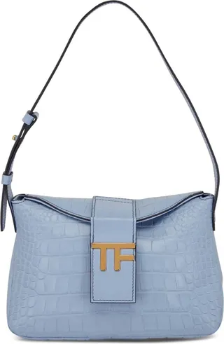 Crocodile-Embossed Shoulder Bag