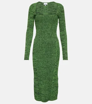 Ribbed-knit midi dress