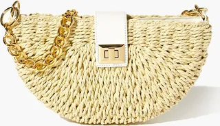 Wicker Crescent Shoulder Bag