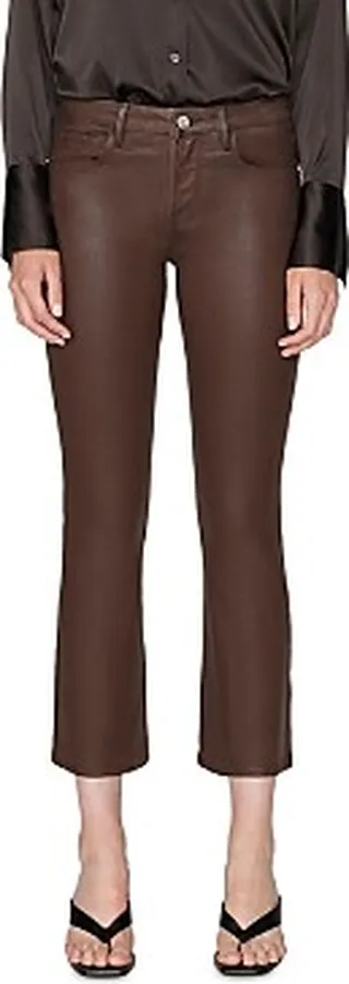 Frame Le Crop Mini Coated Bootcut Jeans in Dark Chocolate