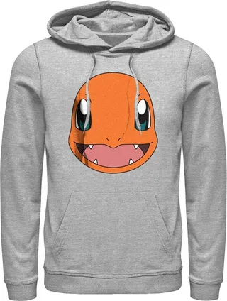 Men's Pokemon Charmander Smile Pull Over Hoodie - Athletic Heather - X Large