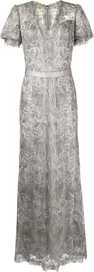 Pratt floral-embroidered gown