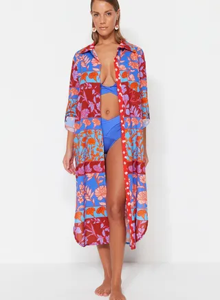 Floral Print Knitted Kimono