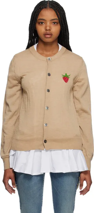 Comme des Garçons Shirt Beige Brett Westfall Edition Strawberry Cardigan