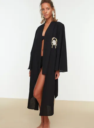 Embroidered Side Split Kimono