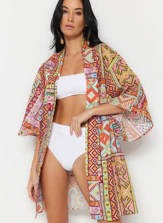 Printed Knitted Kimono