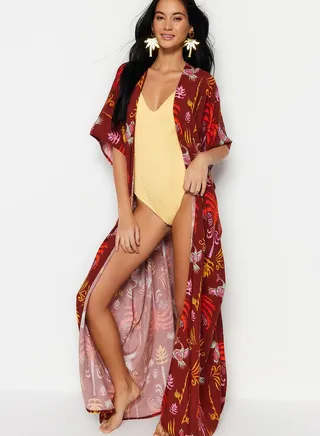Printed Belted Kimono