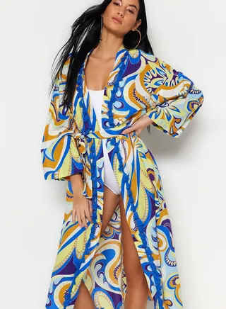 Belted Printed Kimono
