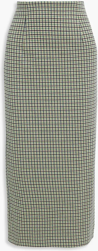 Houndstooth knitted midi skirt