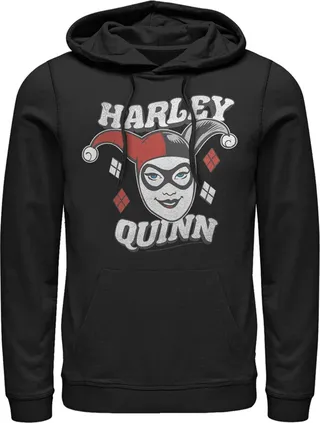 Men's Batman Harley Quinn Smile Face Pull Over Hoodie - Black - X Large
