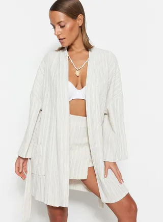 Belted Pocket Detail Kimono