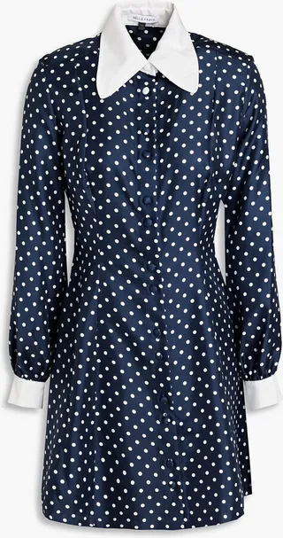 Mary polka-dot silk-satin twill mini dress