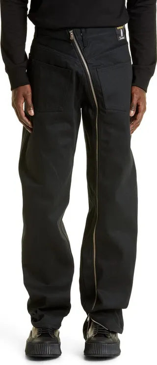 Reversed Zip Detail Baggy Jeans