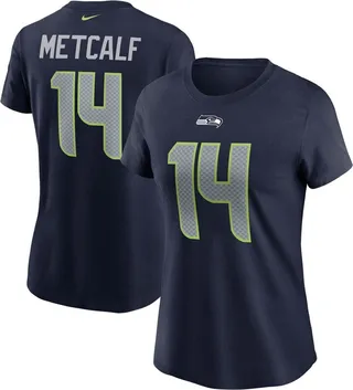 Women's Dk Metcalf College Navy Seattle Seahawks Name Number T-shirt