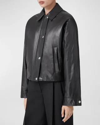 Ayton EKD Logo Embroidered Leather Jacket