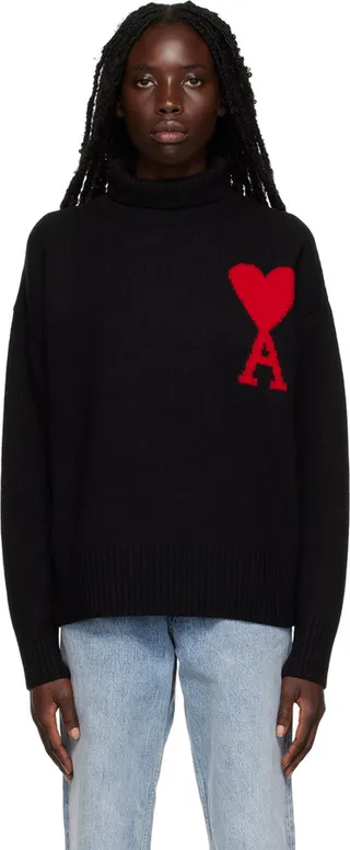 AMI Alexandre Mattiussi Black Ami de Cœur Turtleneck