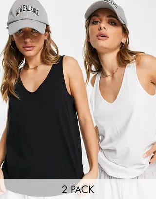 ASOS DESIGN ultimate tank top with scoop neck in cotton in 2 pack SAVE - MULTI