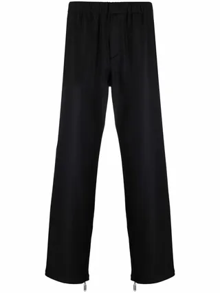 Elasticated-Waistband Straight-Leg Trousers