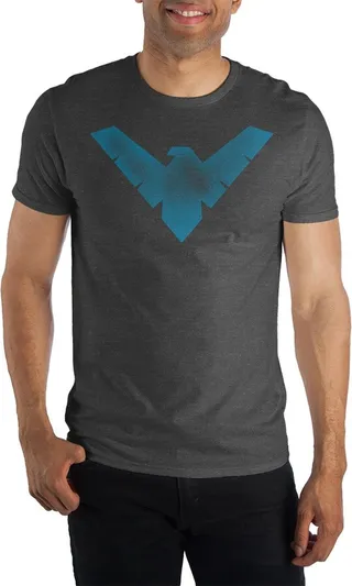 DC Comics Nightwing Heather Gray Tee Shirt T-Shirt-Large