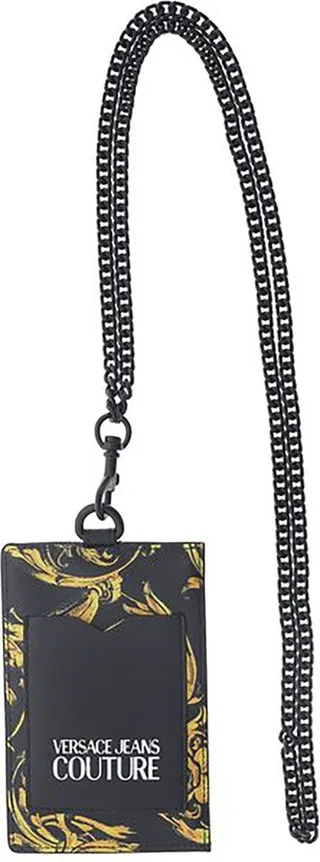Versace Jeans Couture Leatherette Keyring With Gold-tone Logo