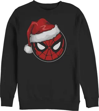Men's Marvel Christmas Spider-Man Santa Hat Sweatshirt - Black - Large